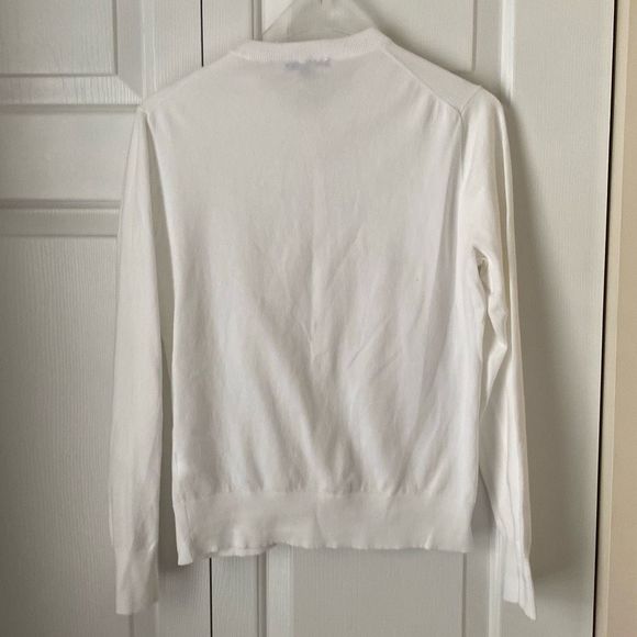 J. Crew Cotton-blend Jackie cardigan sweater White M Long Sleeves Crewneck - Picture 6 of 6